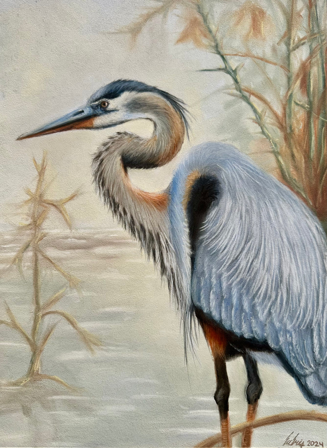 “Heron in Reflection”